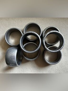 Set of 8 Pewter Napkin Rings - Antique Gray Finish